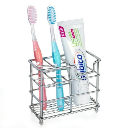 Brushed Stainless Steel Bathroom Accessories toothbrush holder, weguard stainless steel multifunctional tooth brush holder for bathroom, sturdy and hygienic toothpaste holder - sliver ()
