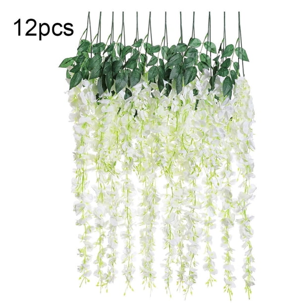 Guirnalda de flores artificiales para techo, colgante de pared, simulación, vegetación, hogar, boda, plástico, flor falsa, vid, blanco Vogacara HA8919-01B