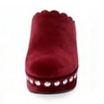 thumbnail image 3 of XYD Women Closed Rounded Toe Slip-on Mules Mid Chunky Heel Stylish Studs Scalloped Edge Platform Casual Dress Shoes Size 11.5 Dark Red, 3 of 4