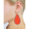 thumbnail image 2 of Women's Game Day Sport Team Two Tone Faux Leather Teardrop Dangle Pierced Earrings, Orange/Navy, 2 of 3