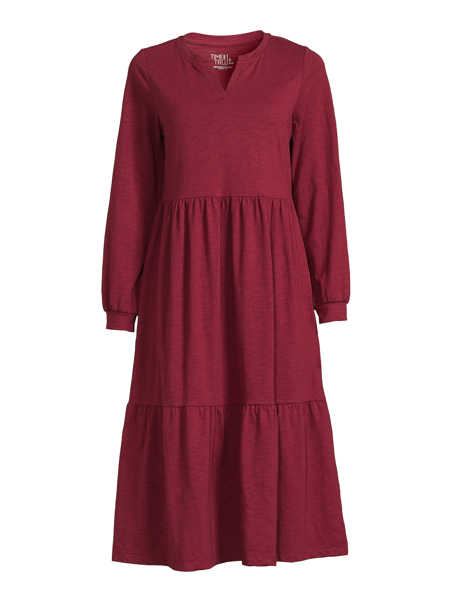 Time and Tru Women's Knit Tiered Midi Dress - Walmart.com
