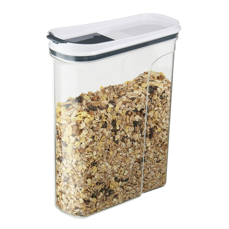 Mainstays 4400 ml Plastic Cereal Keeper, Clear Container with Clear & Small  Grey Flip Lid