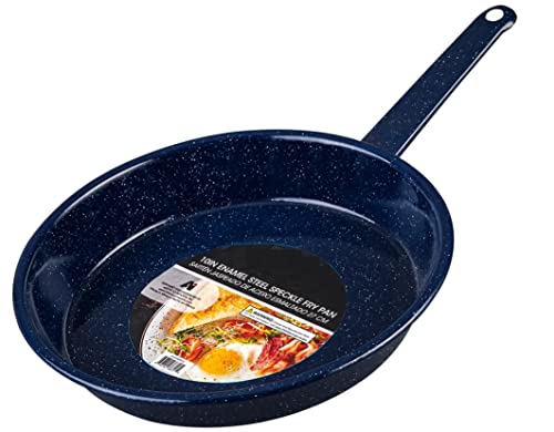 Enamel Steel Dark Blue Speckle Fry Pan 10 Inch