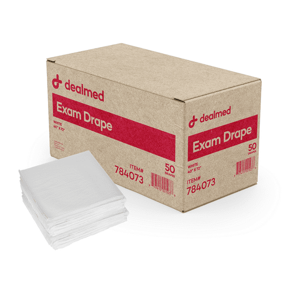 Dealmed Exam Drape Sheet, 2 ply Tissue, 40" x 72", Perfect for Hospitals, Medical Facilities, and Physicians’ Offices, White, Case of 50