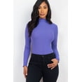 thumbnail image 4 of Mock Neck Long Sleeve Bodysuit with Ribbed Lettuce Edge Trim, 4 of 10