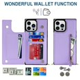 thumbnail image 3 of Nalacover Zipper Wallet Case for iPhone 14 Pro, Luxury PU Leather Crossbody Lanyard Shoulder Strap Magnetic RFID Blocking Cover with Kickstand Card Slots Holder Shockproof Case, Purple, 3 of 10
