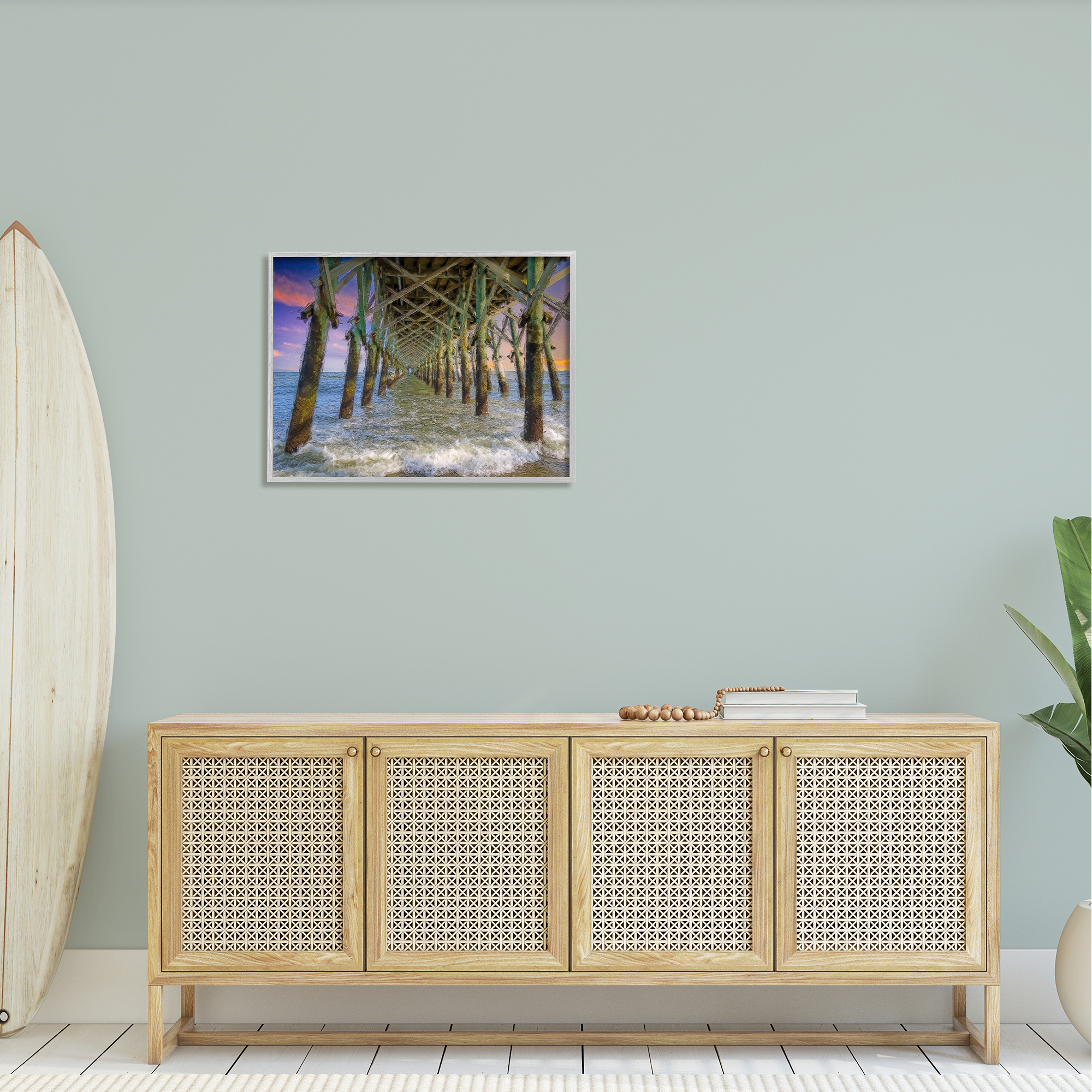 Stupell Industries Ocean Foam Underneath Boardwalk Bridge Dock Sunset Framed Wall Art, 30 x 24, Design by Daniel Sproul