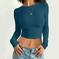 thumbnail image 2 of Youmylove Womens Long Sleeve Shirts Fitted Tops Slim Fit Crew Neck T Shirt Crop Top Casual Stylish Tops Streetwear Lightweight Basic Thermal Undershirts, 2 of 4