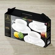 Wilmax 880107 90 ml Coffee Cup & Saucer Set of 6, White - Pack of 12