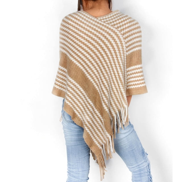 Suéter de punto bohemio para mujer, otoño e invierno, chal con capucha, chal de punto, capa con borla