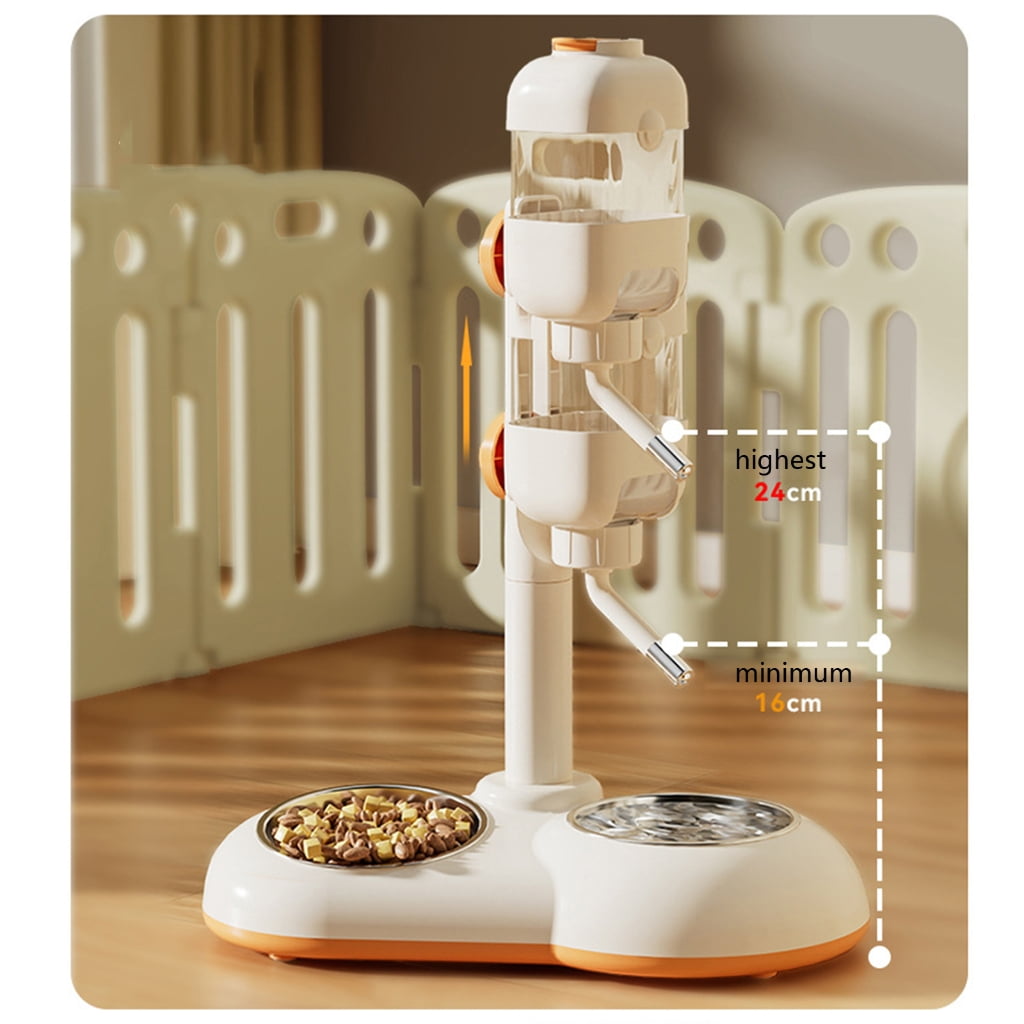 Height Adjustable Dog Feeder Waterer Puppy Food Bowl Water Feeder Large Capacity Raised Adjustable Height