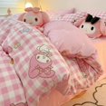 thumbnail image 2 of Sanrio red rosa My melody anime dibujos animados algodón sábana para niños juego de tres piezas colcha con forma de corazón para niña conjunto de cuatro piezas, 2 of 5