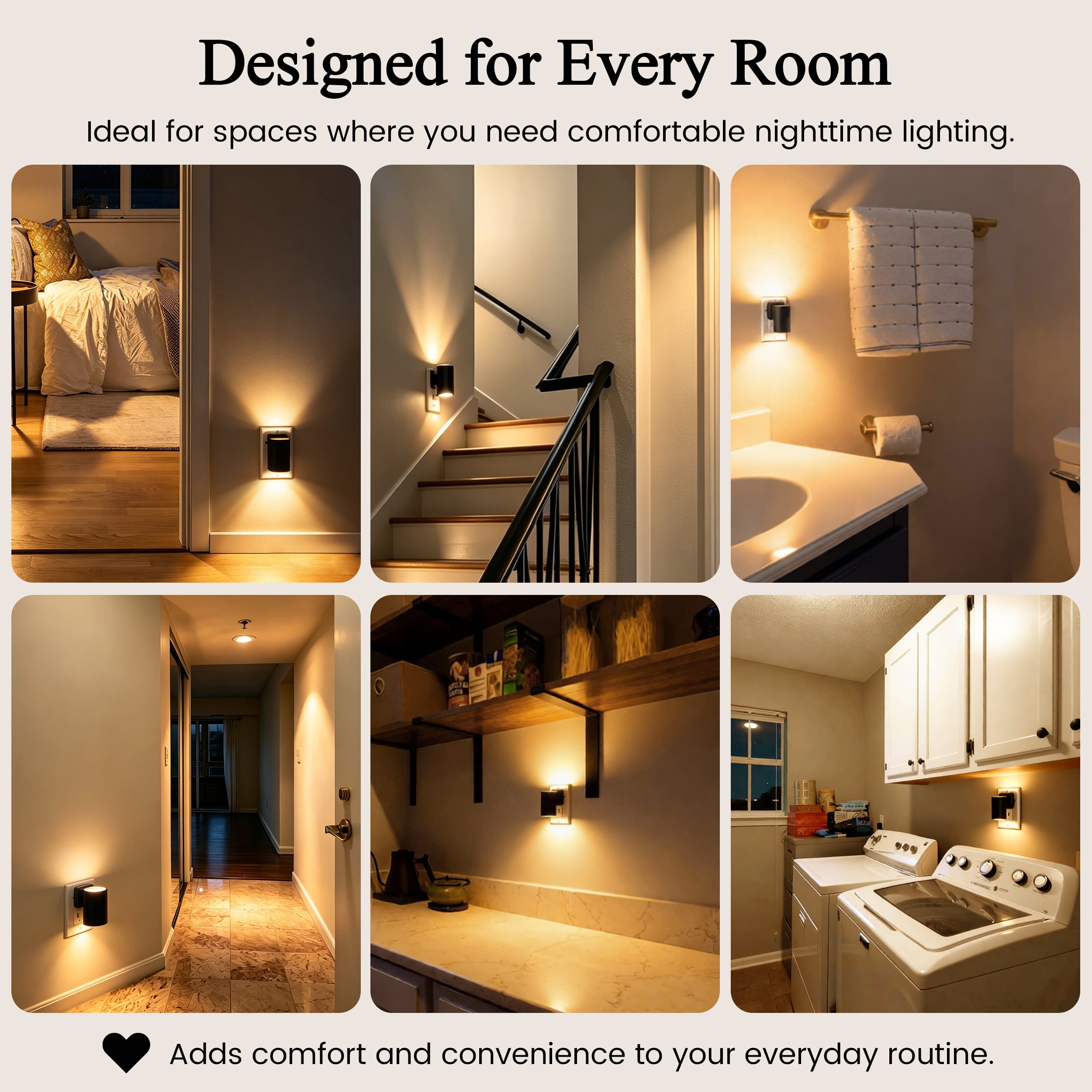 Better Homes & Gardens Black LED Night Light, Soft White, Dusk to Dawn, Dual-Lumen Switch Select, 1 Pack