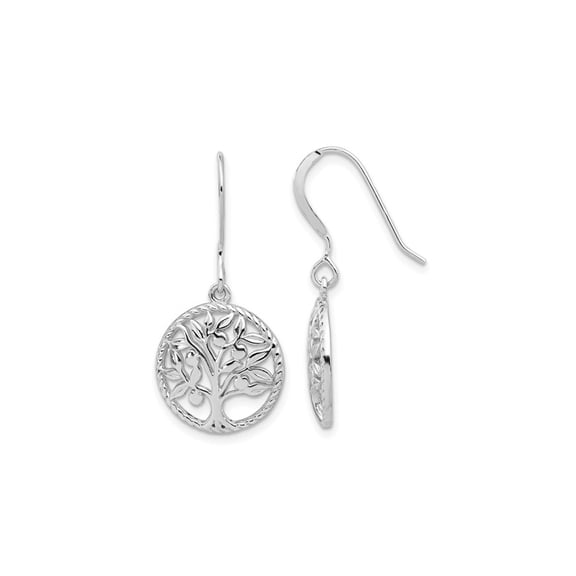 Gem & Harmony Sterling Silver Tree of Life Dangle Earrings for Women