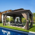 thumbnail image 5 of Hommow 12' x 16' Hardtop Gazebo Galvanized Steel Outdoor Double Roof Patio Gazebo with Aluminum Frame, 5 of 9