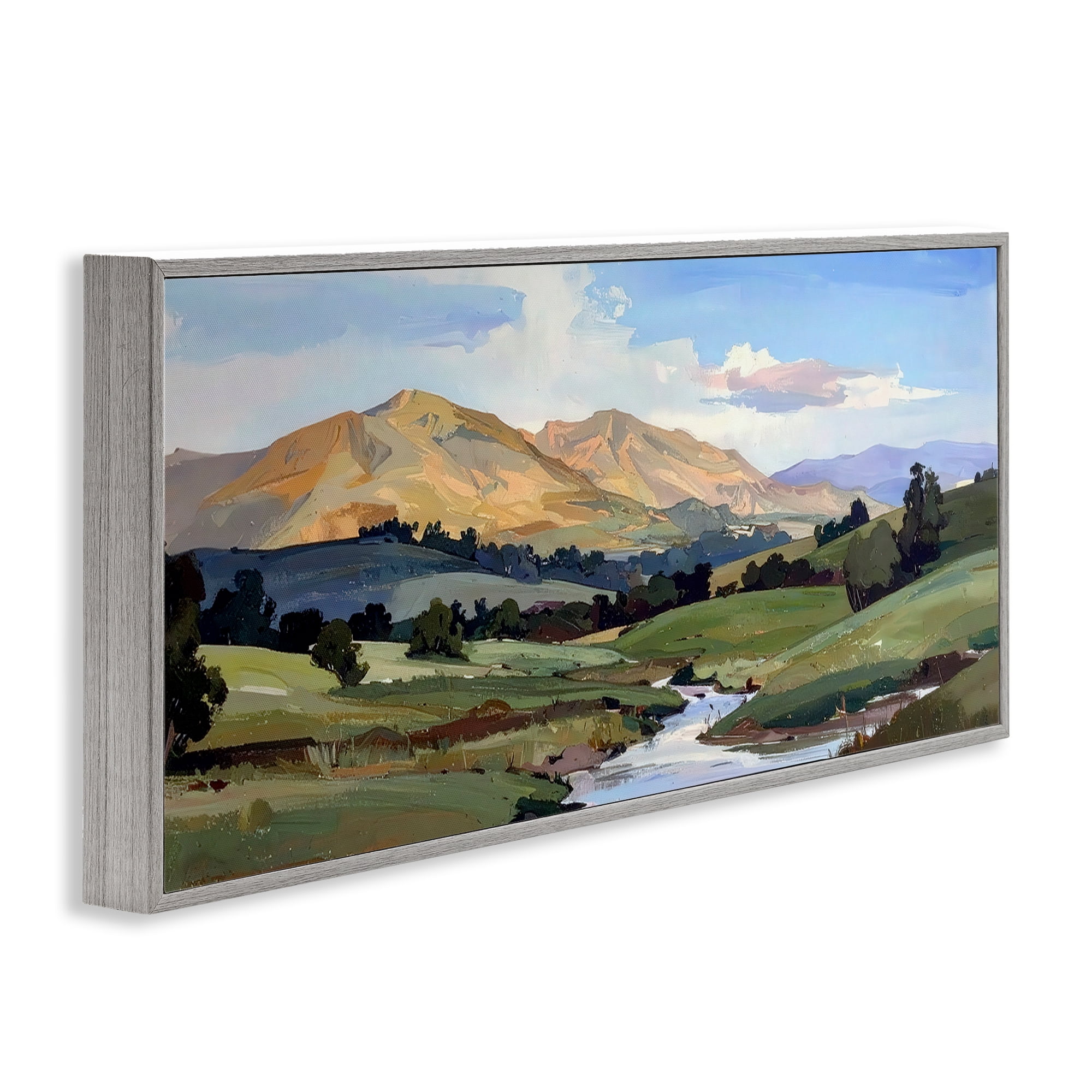 Stupell Industries Winding River Across Valley Gray Framed Giclee Art, design by Alonza Saunders