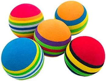 50pcs 1.4" Interactive Cat Toy Balls for Indoor Cats Colorful Rainbow Soft Foam Kitten Toys Ball for Small Dogs Puppies Quiet Playing Stuff 5 Colors