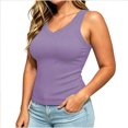 thumbnail image 5 of VBVC Women's Plus Ribbed V Neck Fitted Tank Tops , Ladies' Basic Sleeveless Camisole , Summer Casual Layering Shirts For Women, L-5XL, 5 of 8