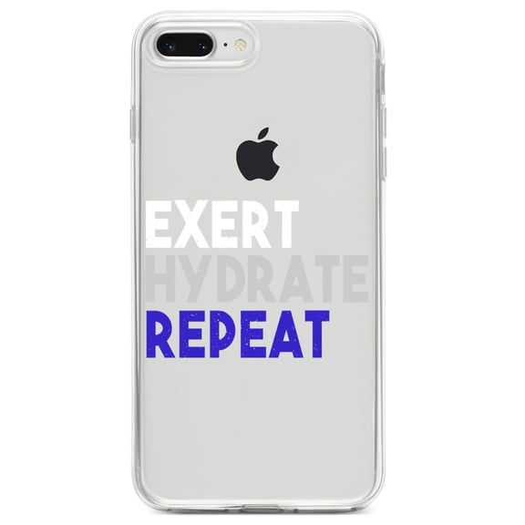 DistinctInk Clear Shockproof Hybrid Case for iPhone 7 PLUS / 8 PLUS (5.5" Screen) TPU Bumper Acrylic Back Tempered Glass Screen Protector - Exert Hydrate Repeat