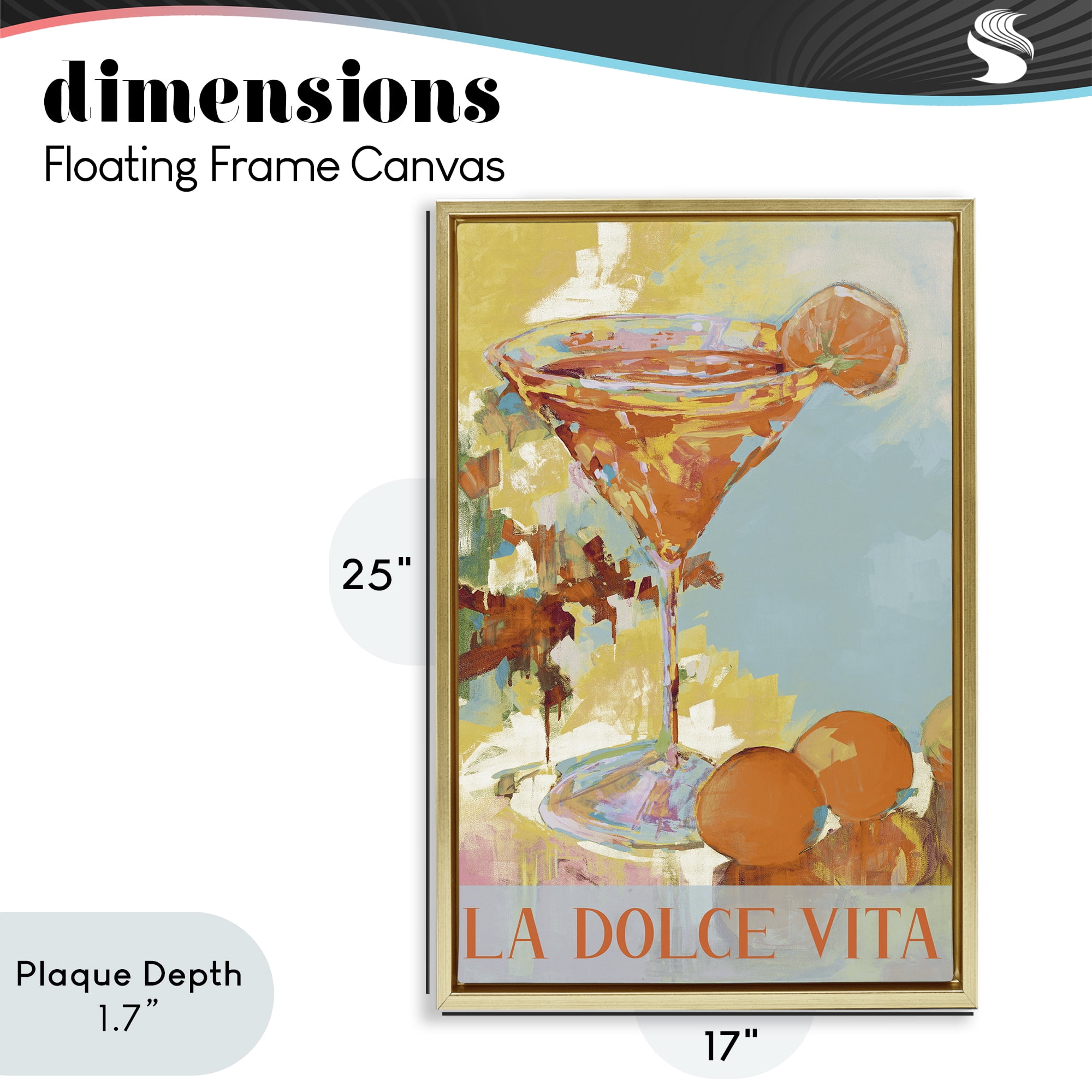 Stupell Industries La Dolce Vita Citrus Cocktail Gold Framed Floater Canvas Wall Art, design by Jane Slivka
