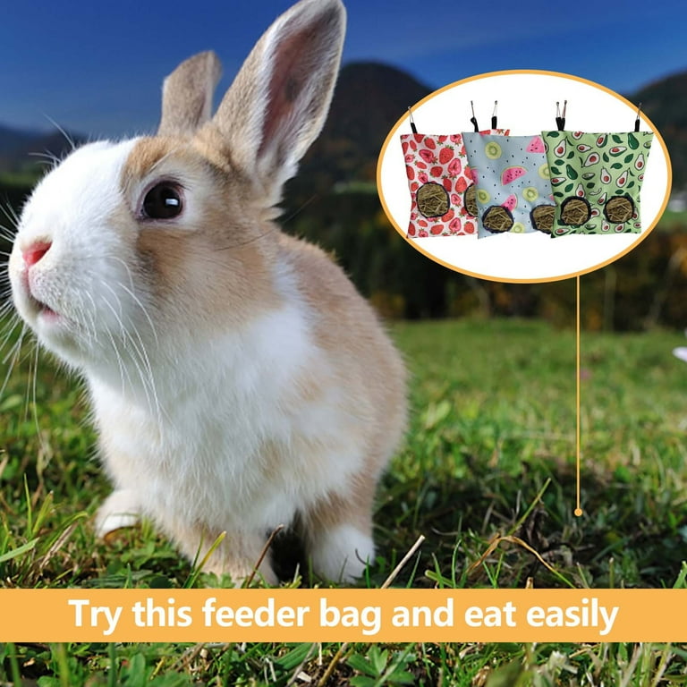 Deagia Rabbit Hays Feeder Bag for Rabbits Rabbit Hay Bag Guinea Pig Accessories Fabric Hay Holder Bag for Small Animal Guinea Pig Small Animal