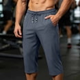 thumbnail image 5 of Maean Mens Capri Pants Workout Gym Running Elastic Waist Drawstring Shorts Casual Baggy Pant with Pockets, 5 of 7