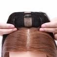 thumbnail image 4 of MY-LADY Clip in Hair Topper 100% Remy Human Extensions Women Toupee Silk Base Hairpiece with Bangs for Loss Hair #1B Natural Black 12", 4 of 7