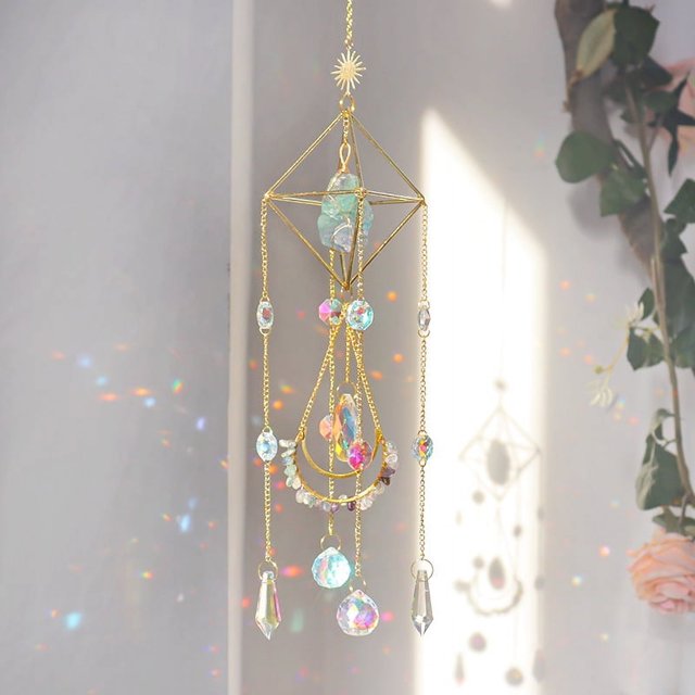 Nvzi Bola de prismas de cristal atrapasol para colgar en la ventana, decoración navideña para jardín, B03