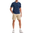 thumbnail image 2 of CAMISA DE PÓLO DE MALLA PARA HOMBRE INSPIRADA CHIC, CON BOTONES, DE MANGA CORTA, LIGERA Y CASUAL, VERANO, AZUL MARINO, 2 of 6