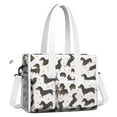 thumbnail image 2 of Teacher Tote Bag,Dachshund and Heart Teacher Utility Tote Bag,Large Work Tote Bags for Women with Multiple Pockets,Top Zipper Closure,13.8x10.6x6.7 Inch, 2 of 5