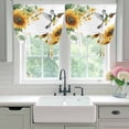 thumbnail image 5 of Summer Hummingbird Tie Up Curtain 45 Inches Long, Sunflower Leaves Vintage Farmhouse Balloon Style Kitchen Window Curtain Over Sink, Small Window Rod Pocket Curtain 42"x45", 5 of 9