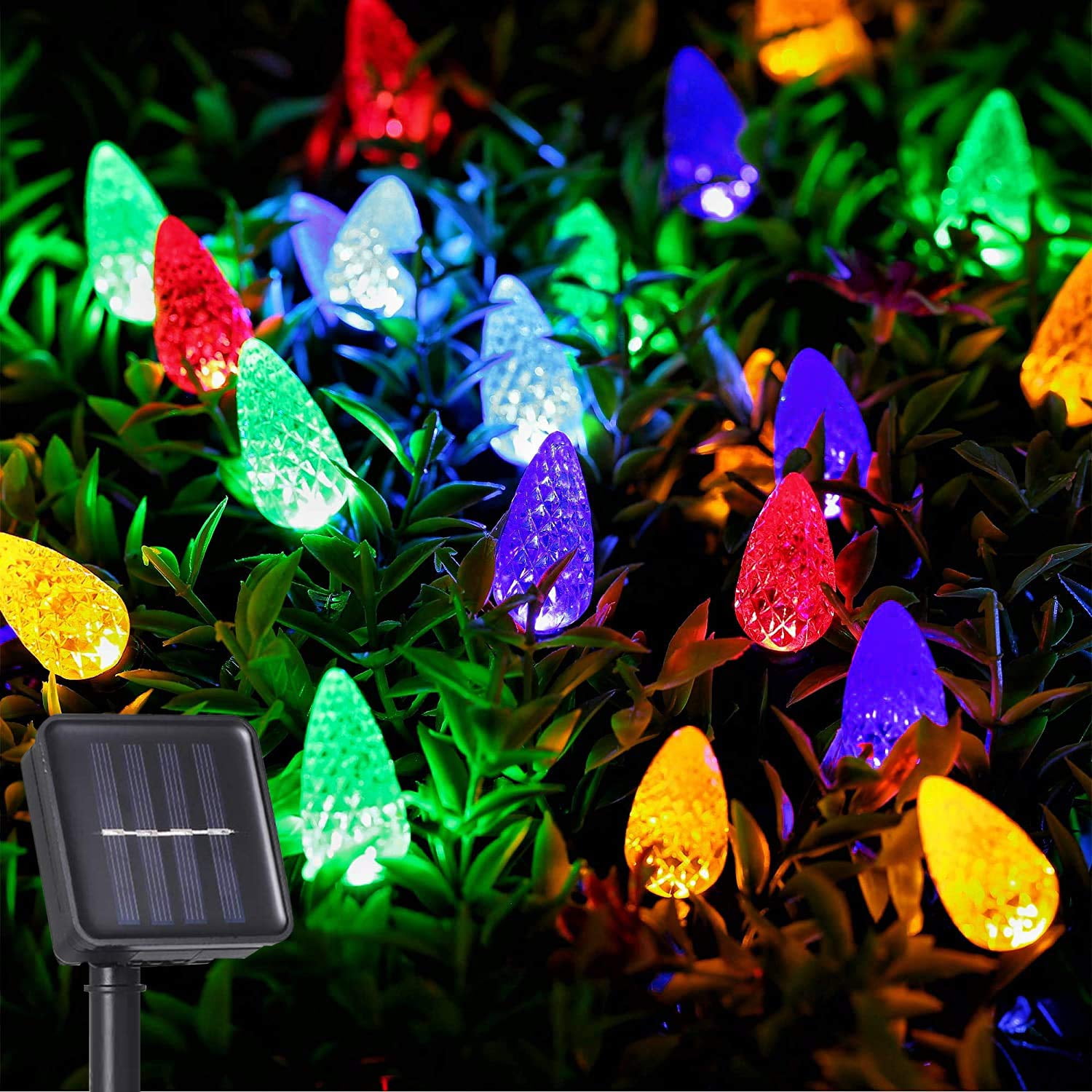 LOENDE Solar Strawberry String Lights, 50 LED C6 Outdoor 8 Modes 19.4