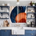 thumbnail image 2 of Navy Blue Burnt Orange Kitchen Curtains 63 Inch Length, Boho Artwork Geometric Modern Grommet Top Bedroom Living Room Curtains, Light Filtering Cafe Curtain Drapes 2 Panels Set 84''x63'', 2 of 9