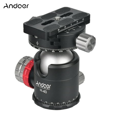 Professional Single Head Andoer H-40 Professional Double Panoramic Head CNC Machining Aluminum Alloy Ball Head Single U Notch Design for Tripod Monopod DSLR ILDC Cameras Max Load Capacity 20kg ()