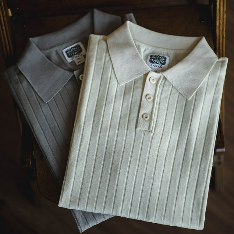 Men's Striped Knit Polo Shirt Semi-business Style Summer Men's Striped Knit Polo Shirt Semi-business Style Summer