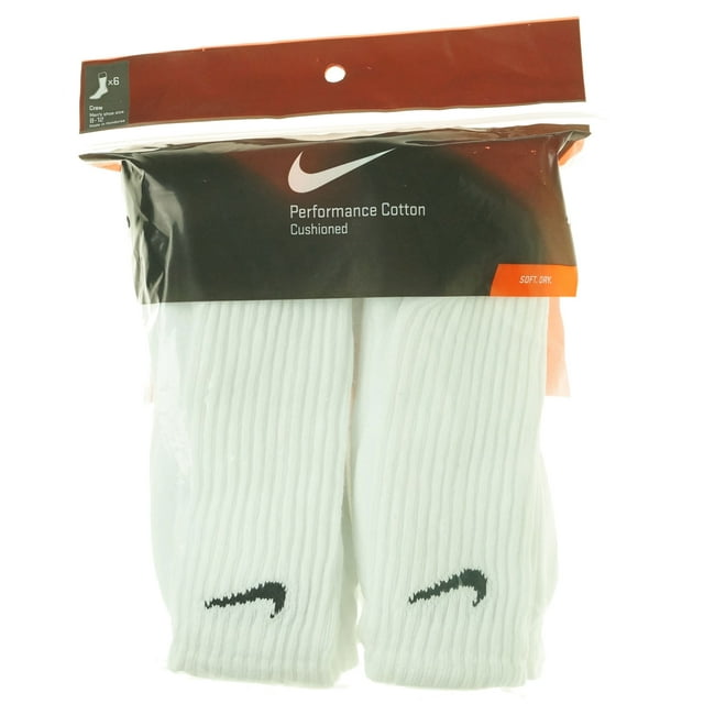 Nike Chaussettes Mi-Lourdes pour Hommes, Lot de 6, Blanches, 10-13