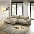 thumbnail image 3 of Oasis Modern Design Top Grain Leather Left-Faced Sectional Sofa in Beige, 3 of 6
