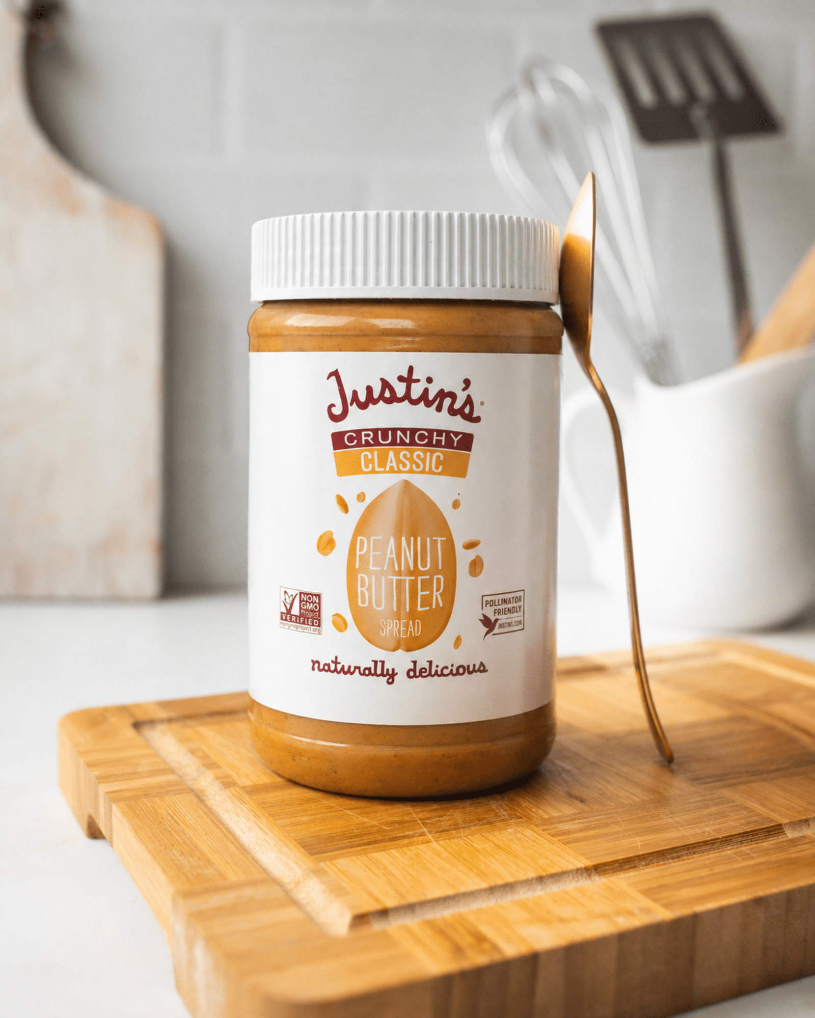 (6 pack) JUSTIN'S Classic Crunchy Peanut Butter Spread, 28 oz Jar