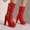 Red, variant on Women's Belt Buckle Boots Mid-Calf Fall Winter Wedge Heel Comfort Shoes Black Size 5.5