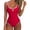 Red #018, variant on Women Sexy Tummy Control One Piece Swimsuits V Wired Slimming Bathing Suit Color Block Printed Swimwear Red XL