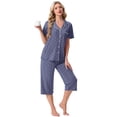 thumbnail image 5 of MINTREUS Pajama Sets for Women Notch Knit Top and Capri Pants Pjs Soft Lounge Sets, 2 Piece, Sizes M-3X, 5 of 7