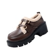 thumbnail image 3 of EKVAHL Women’s Round Toe Double‑Buckle Platform Loafers, Warm Lined Chunky Lug Sole Mary Jane Shoes, Non‑Slip Fall Winter Dating Office Daily Fashion Footwear, 3 of 6