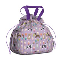 Boxer Dog Pitbull Terriers Dog and Drinks Drawstring Lunch Bag Women - Drawstring Lunch Bag Insulated for Work Office - Stain-Resistant Large Lunchbags for Women with Multi-Pockets