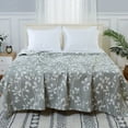 thumbnail image 2 of Coolmee Muslin Throw Blanket, Soft Breathable Yarn Dyed Jacquard Leaf Pattern Cotton Throw Blankets for Couch Bed Sofa, Blankets for Adults, Machine Wash，Bluish Grey, 50 x 60 inches, 2 of 7