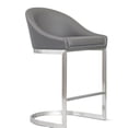 thumbnail image 4 of Otus Brushed Stainless Steel Faux Leather 26-inch Seat Height Stationary Counter Island Bar Stool, Grey, 4 of 13