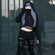 thumbnail image 1 of Gothic Punk Mujeres Mangas Largas Crop Top Con Capucha Pullover Camiseta Negro S Colcomx Top corto con capucha para mujer, 1 of 8
