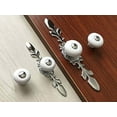 thumbnail image 3 of Drawer Knob Ceramic Cabinet Pull Handle Silver White Cabinet Handle Porcelain Dresser Pulls Kitchen Door Handles Hardware Chrome (Larger Knob w. Plate), 3 of 7