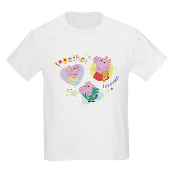 CafePress - Peppa Pig: Together Forever! Kids T Shirt - Light Classic Kids Graphic, Short Sleeve T-Shirt, Sizes XS-XL