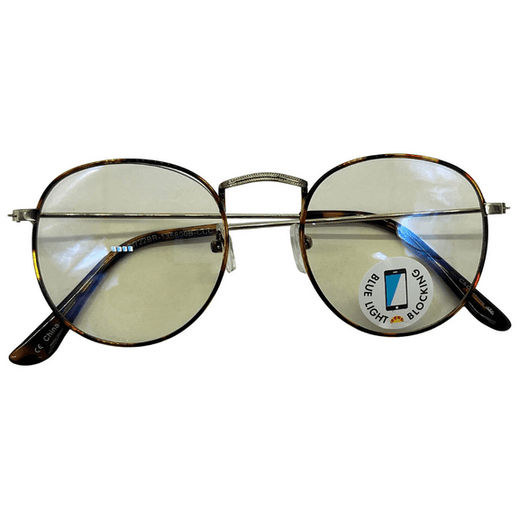 Small Round Metal Blue Light Glasses with Storage Pouch, Stylish Metal Frames, Comfortable Fit, Blue Light Blocking Lenses to Reduce Digital Eye Strain, Ideal for Computer, Tablet, Phone