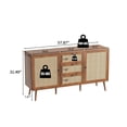 thumbnail image 6 of Rattan Sideboard Buffet Cabinet, Farmhouse Boho Buffet Sideboard with Adjustable Shelves, Buffet Cabinet Sideboard Cabinet with Doors and Drawers for Kitchen Entryway Living Dining Room, 6 of 7